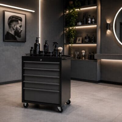 Carrinho Auxiliar Loft Pro Extra Gaveteiro Estilo Industrial para Barbearia e Salão
