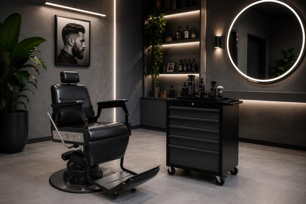 Carrinho Auxiliar Loft Pro Extra Gaveteiro Estilo Industrial para Barbearia e Salão