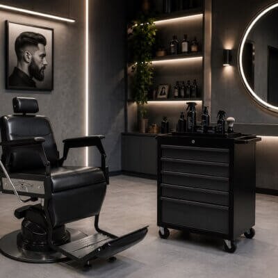 Carrinho Auxiliar Loft Pro Extra Gaveteiro Estilo Industrial para Barbearia e Salão