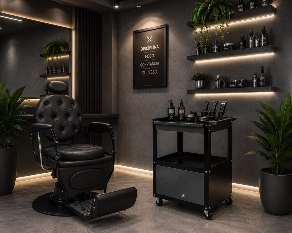 Carrinho Auxiliar Loft PRO Estilo Industrial para Barbearia e Salão